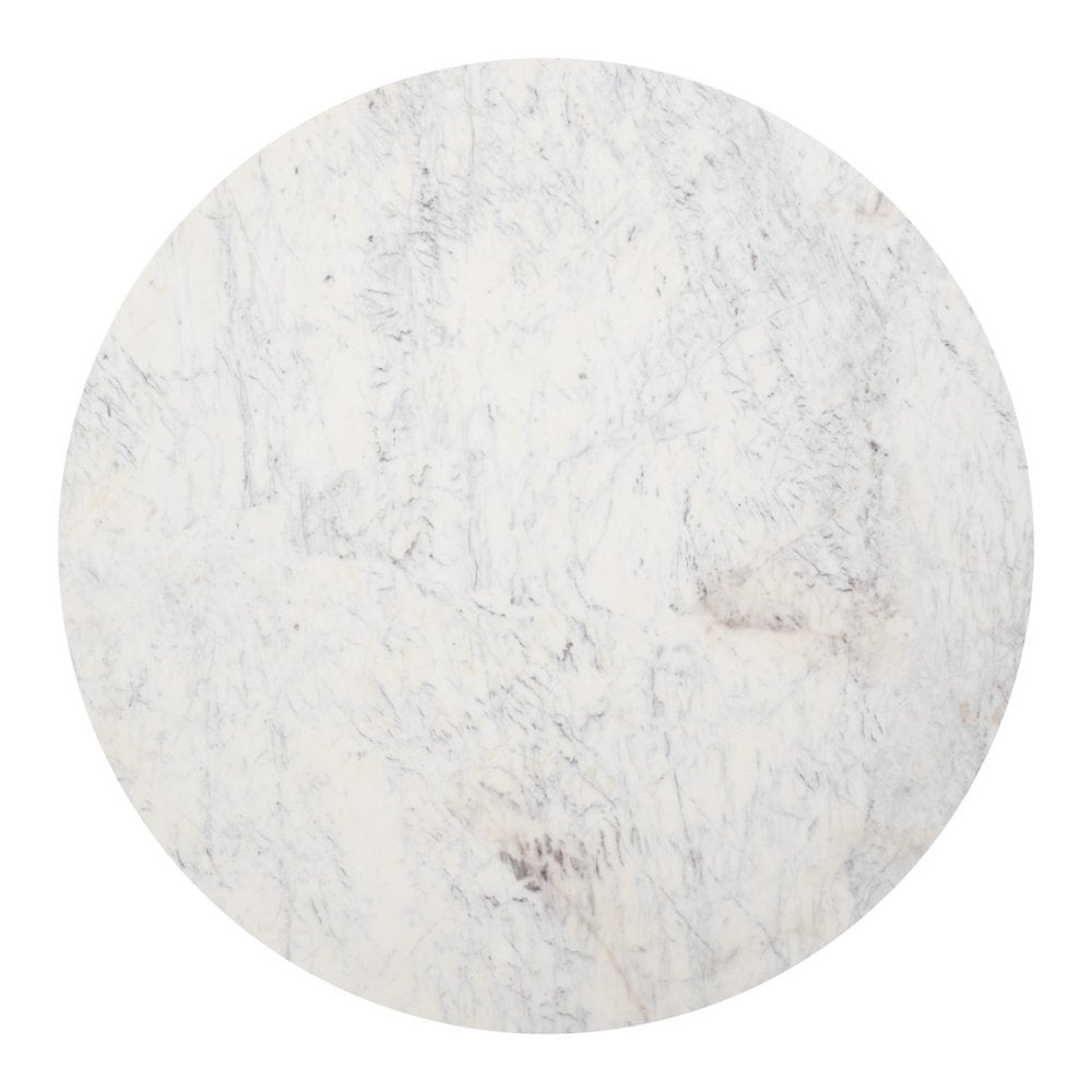 51" White and Black Marble and Wood Pedestal Base Round Top Dining Table