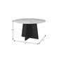 51" White and Black Marble and Wood Pedestal Base Round Top Dining Table