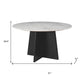 51" White Marble and Wood Pedestal Base Round Top Dining Table