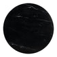 48" Black Marble and Wood Pedestal Base Round Top Dining Table