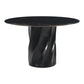 48" Black Marble and Wood Pedestal Base Round Top Dining Table