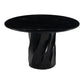 48" Black Marble and Wood Pedestal Base Round Top Dining Table