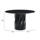 48" Black Marble and Wood Pedestal Base Round Top Dining Table