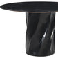 48" Black Marble and Wood Pedestal Base Round Top Dining Table