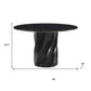 48" Black Marble and Wood Pedestal Base Round Top Dining Table