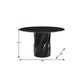 48" Black Marble and Wood Pedestal Base Round Top Dining Table