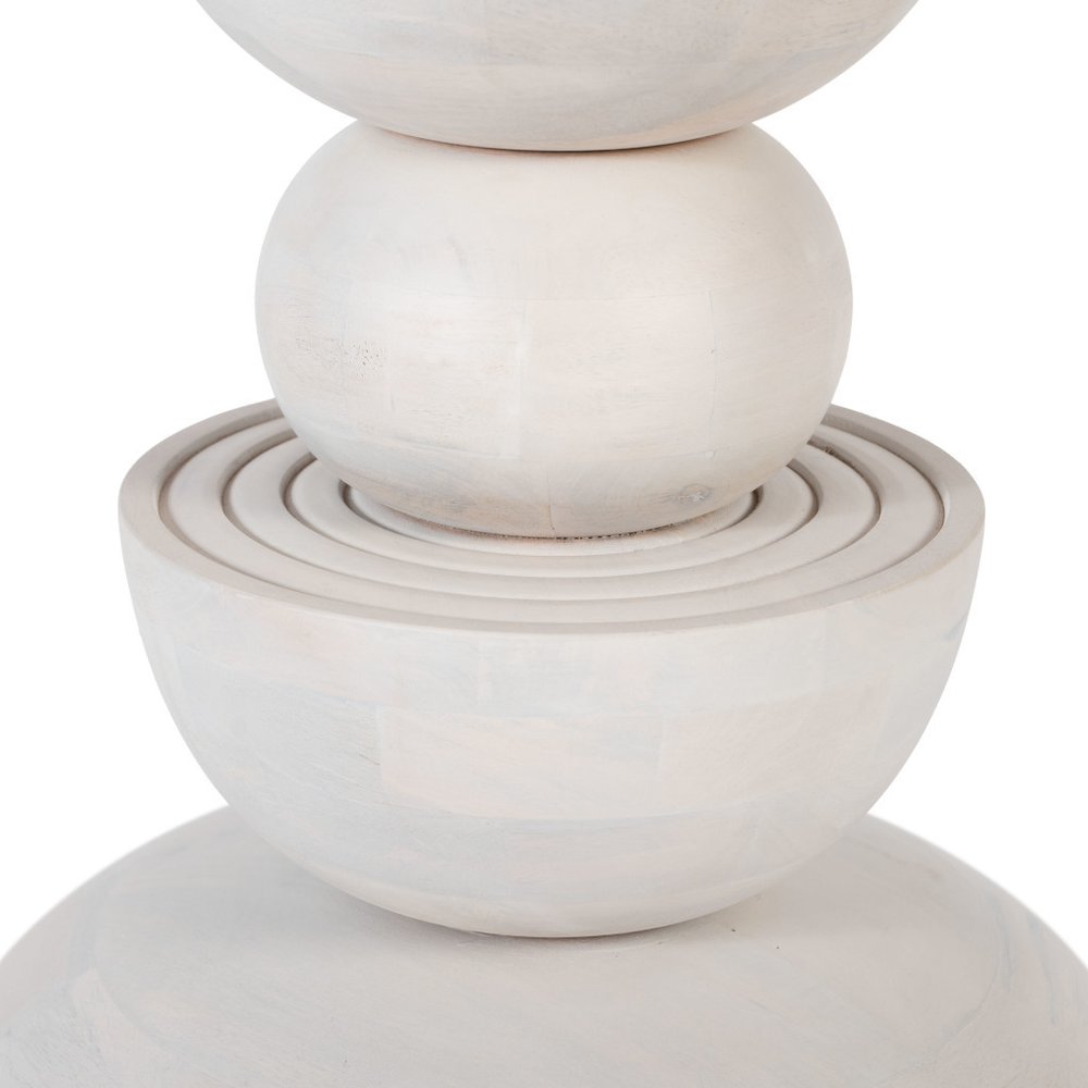 51" White Marble and Wood Pedestal Base Round Top Dining Table