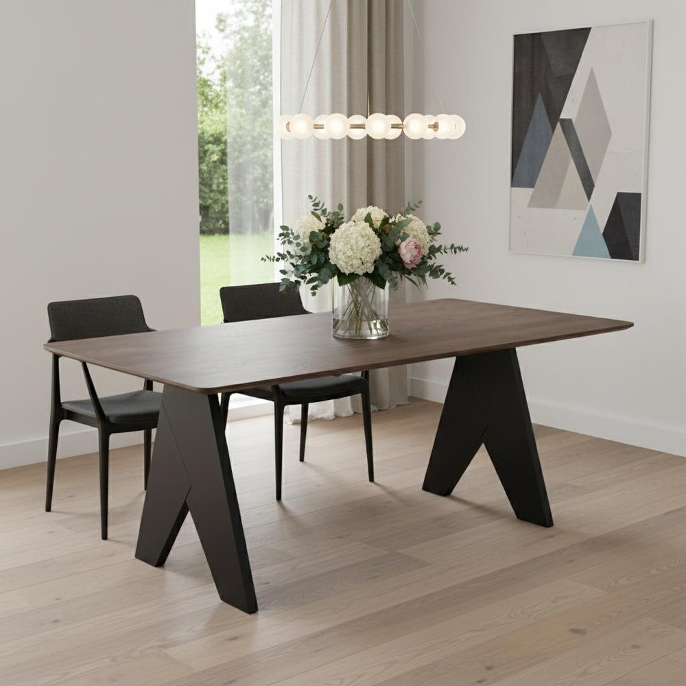 79" Espresso Wood and Solid Wood Pedestal Base Dining Table