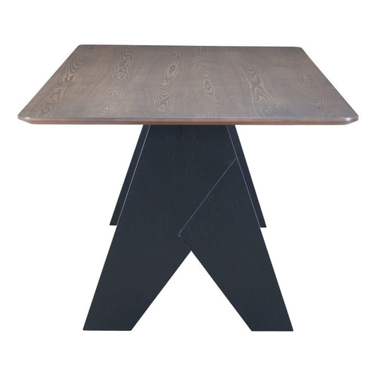 79" Espresso Wood and Solid Wood Pedestal Base Dining Table