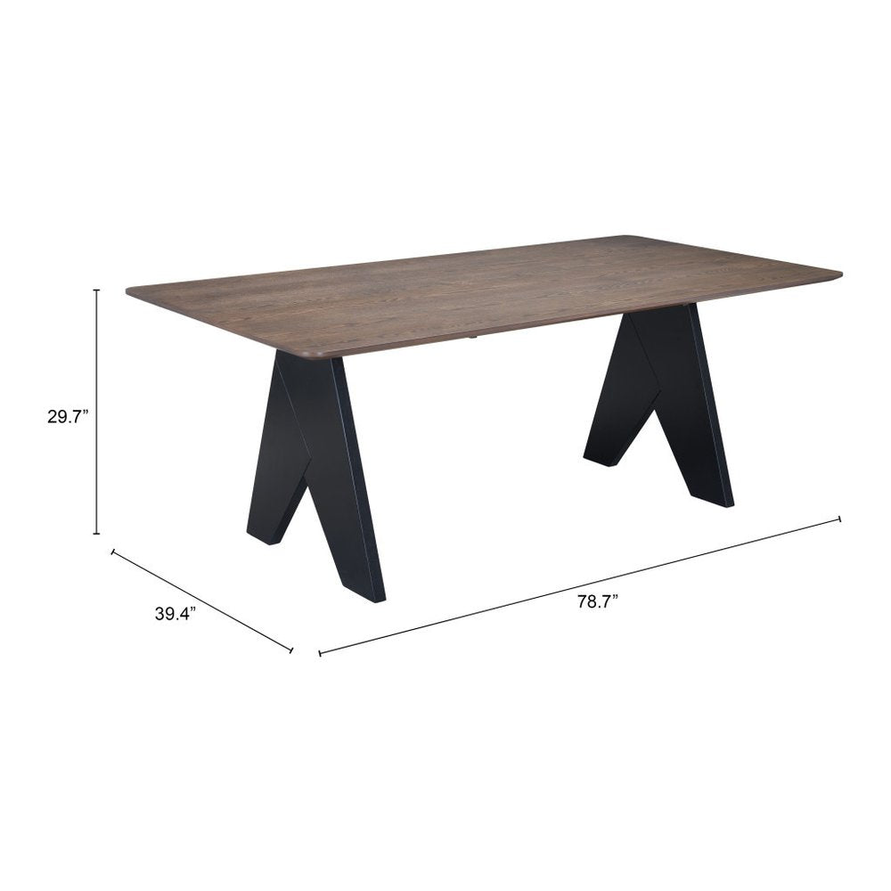 79" Espresso Wood and Solid Wood Pedestal Base Dining Table