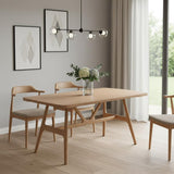 63" Natural Wood and Solid Wood Pedestal Base Dining Table