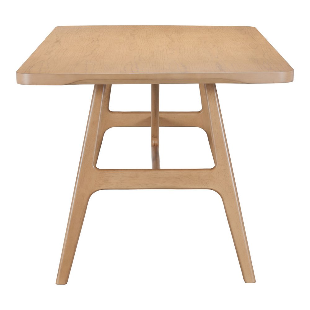 63" Natural Wood and Solid Wood Pedestal Base Dining Table