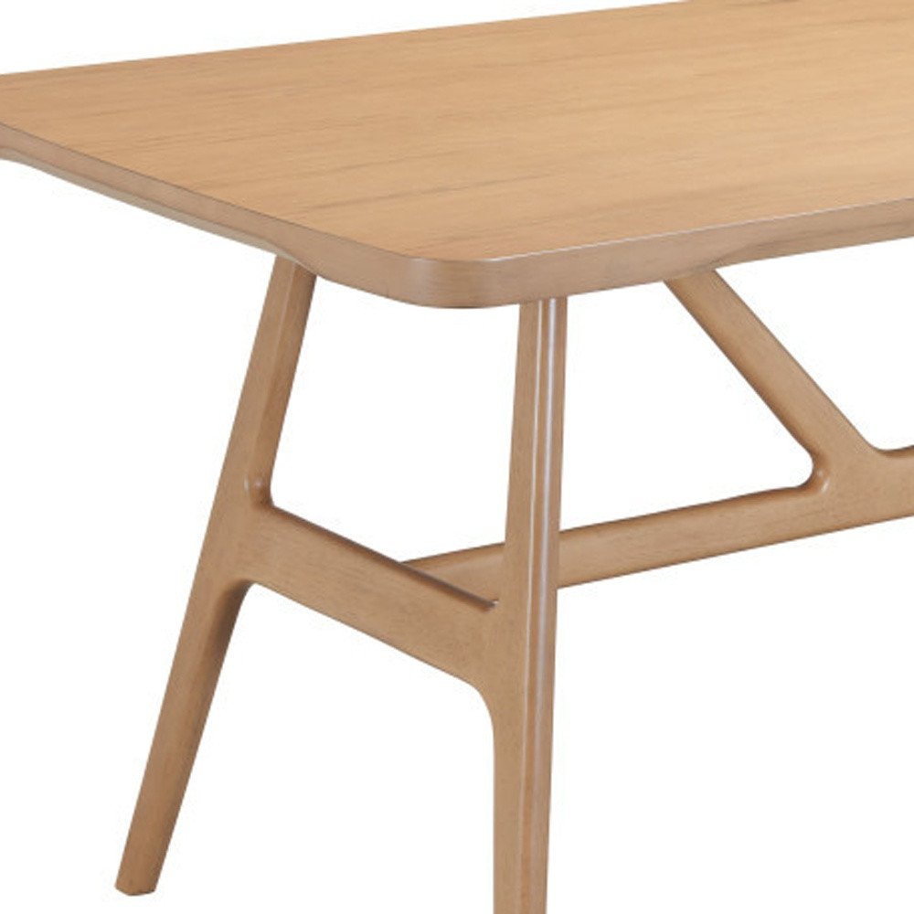 63" Natural Wood and Solid Wood Pedestal Base Dining Table