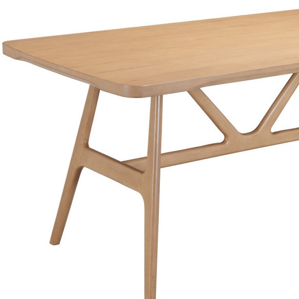 63" Natural Wood and Solid Wood Pedestal Base Dining Table