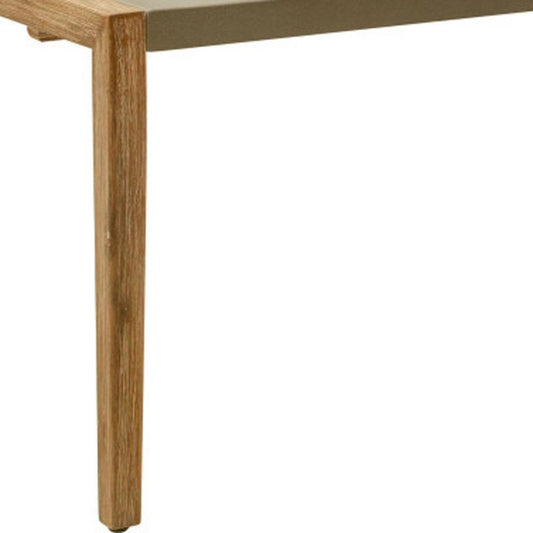 79" Gray and Natural Faux Concrete and Solid Wood Dining Table