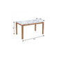 63" White and Natural Faux Marble and Solid Wood Dining Table