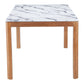 63" White and Natural Faux Marble and Solid Wood Dining Table