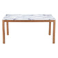 63" White and Natural Faux Marble and Solid Wood Dining Table