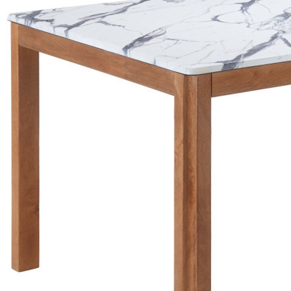 63" White Wood and Solid Wood Dining Table