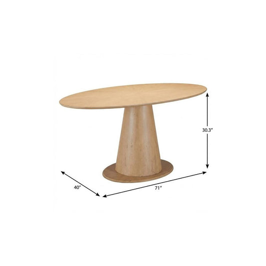 71" Natural Solid Wood Pedestal Base Oval Dining Table
