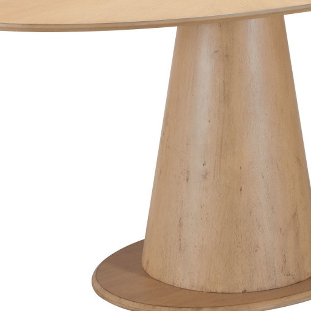 71" Natural Solid Wood Pedestal Base Oval Dining Table