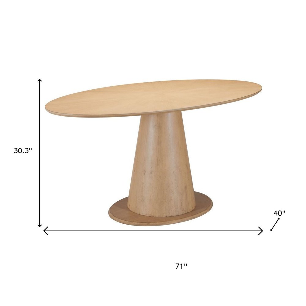 71" Natural Wood and Solid Wood Oval Dining Table
