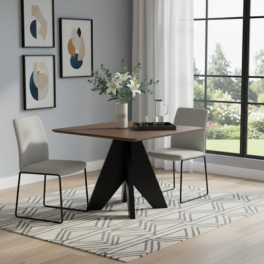 41" Espresso Wood Pedestal Base Square Dining Table