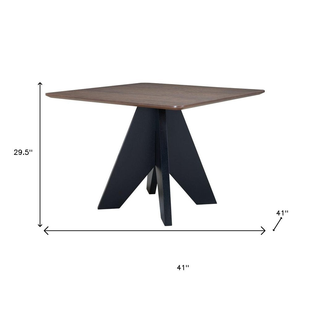 41" Espresso Wood and Solid Wood Pedestal Base Square Dining Table