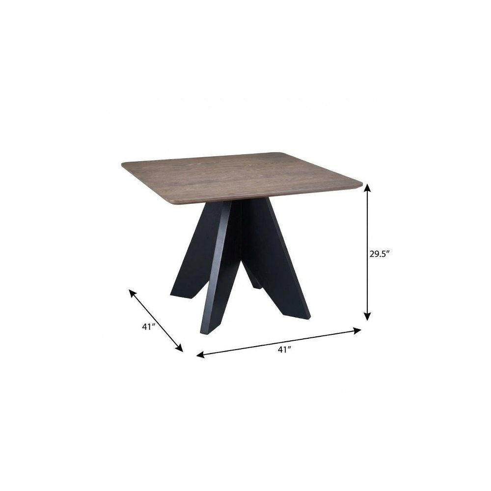 41" Espresso Wood Pedestal Base Square Dining Table