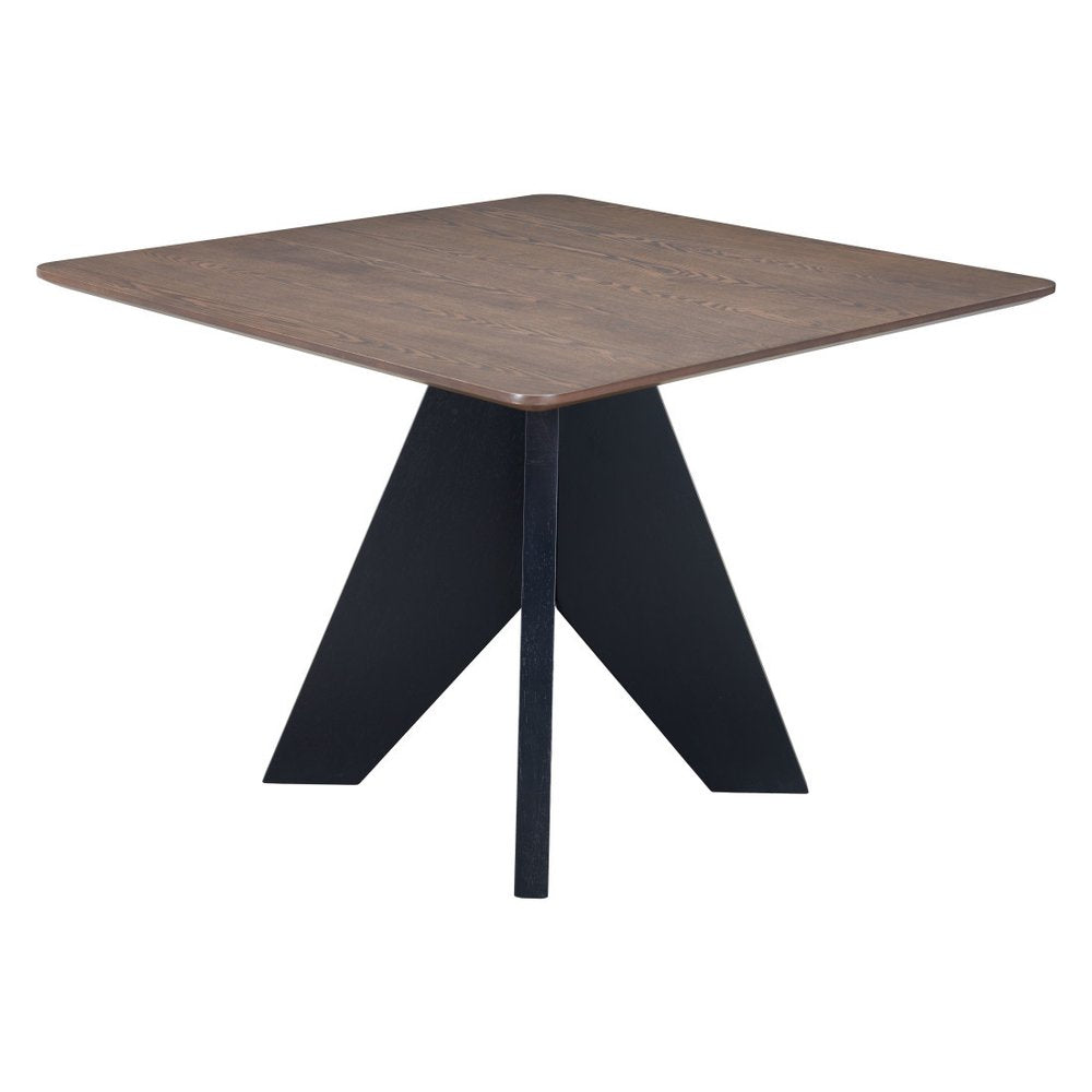 41" Espresso Wood Pedestal Base Square Dining Table