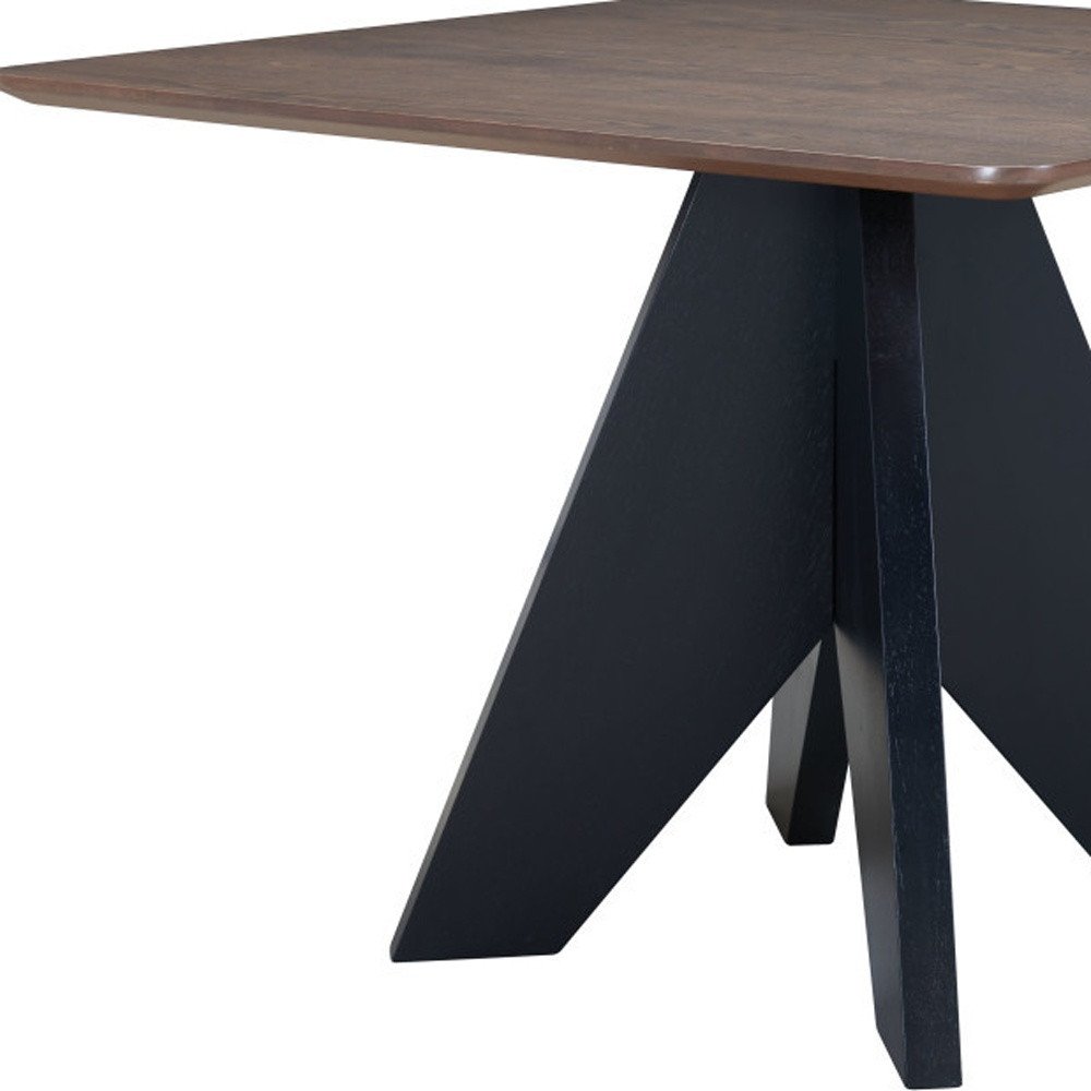 41" Espresso Wood and Solid Wood Pedestal Base Square Dining Table