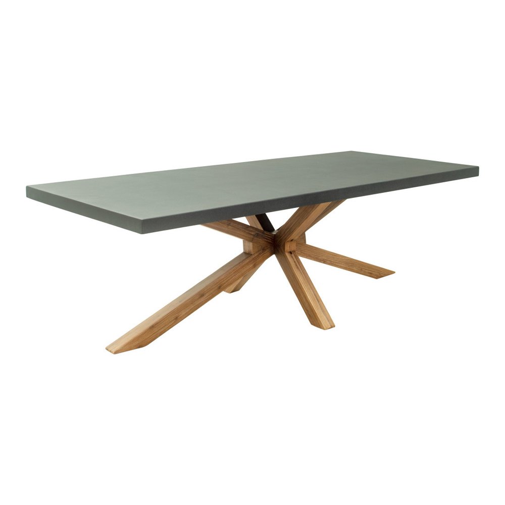 95" Gray and Natural Faux Concrete and Solid Wood Cross Leg Base Dining Table