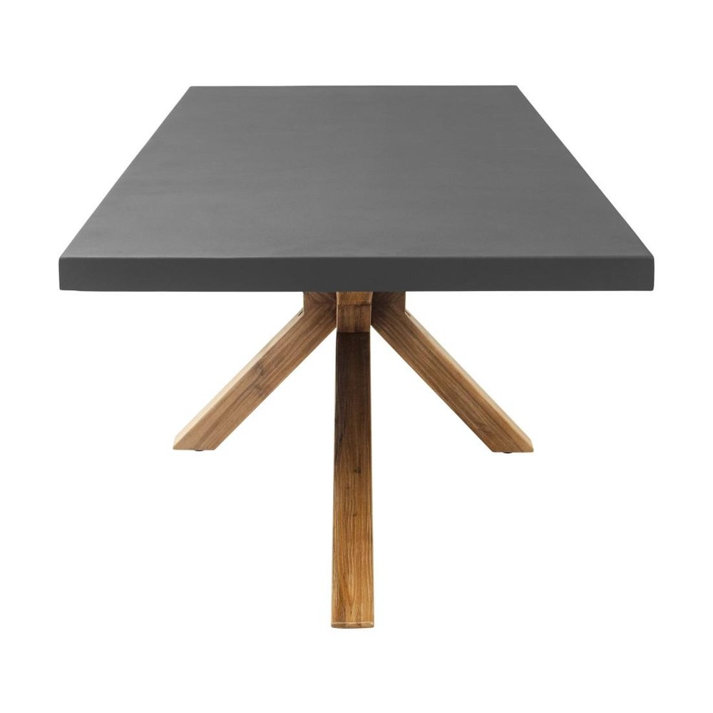 95" Gray and Natural Faux Concrete and Solid Wood Cross Leg Base Dining Table