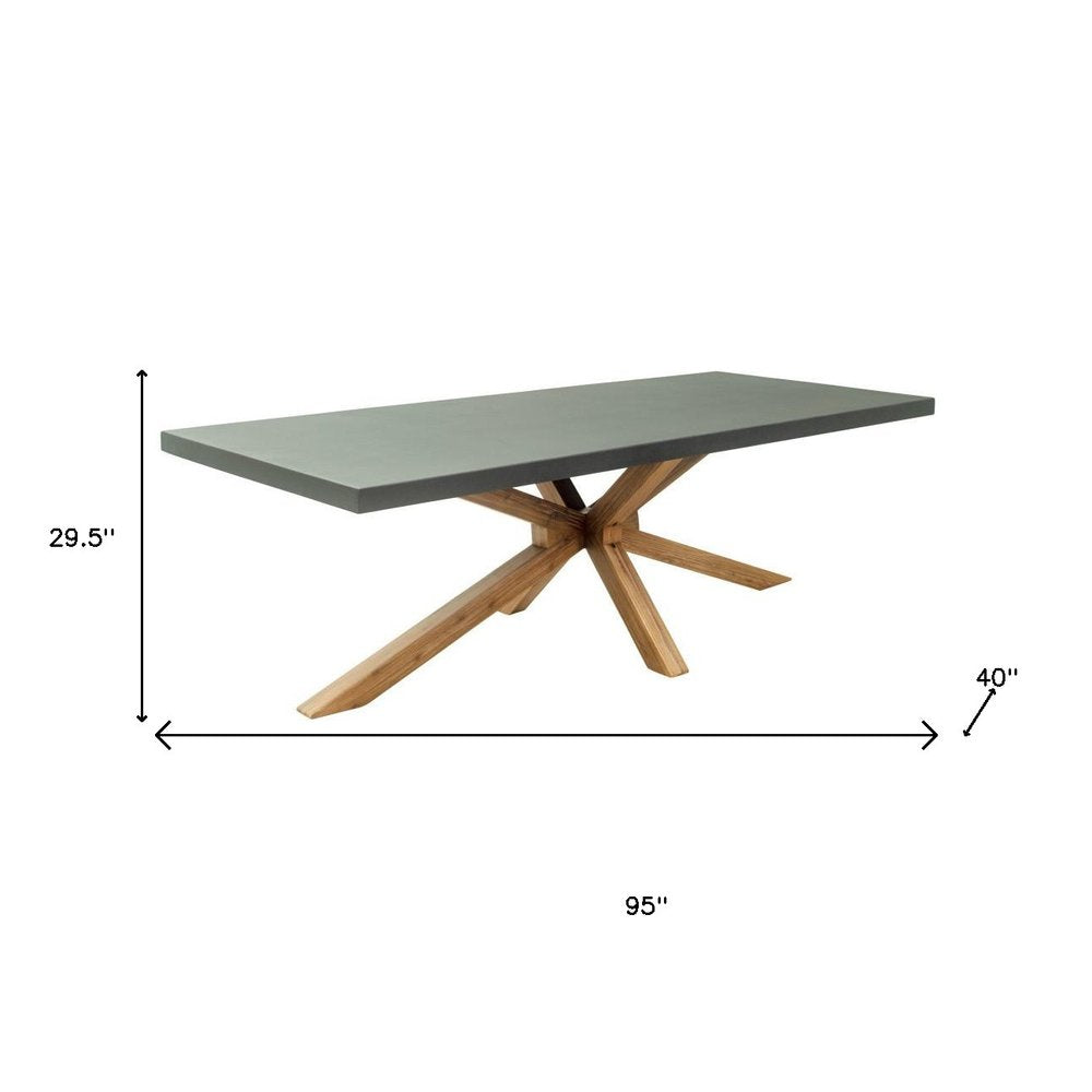 95" Gray Wood and Solid Wood Pedestal Base Dining Table