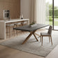 95" Gray and Natural Faux Concrete and Solid Wood Cross Leg Base Dining Table
