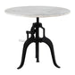34" White and Black Marble and Iron Adjustable Height Round Bar Table