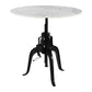 34" White and Black Marble and Iron Adjustable Height Round Bar Table