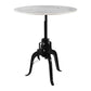 34" White and Black Marble and Iron Adjustable Height Round Bar Table