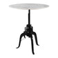 Adjustable Height White Marble and Wood Pedestal Base Round Top Dining Table