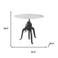 34" White and Black Marble and Iron Adjustable Height Round Bar Table