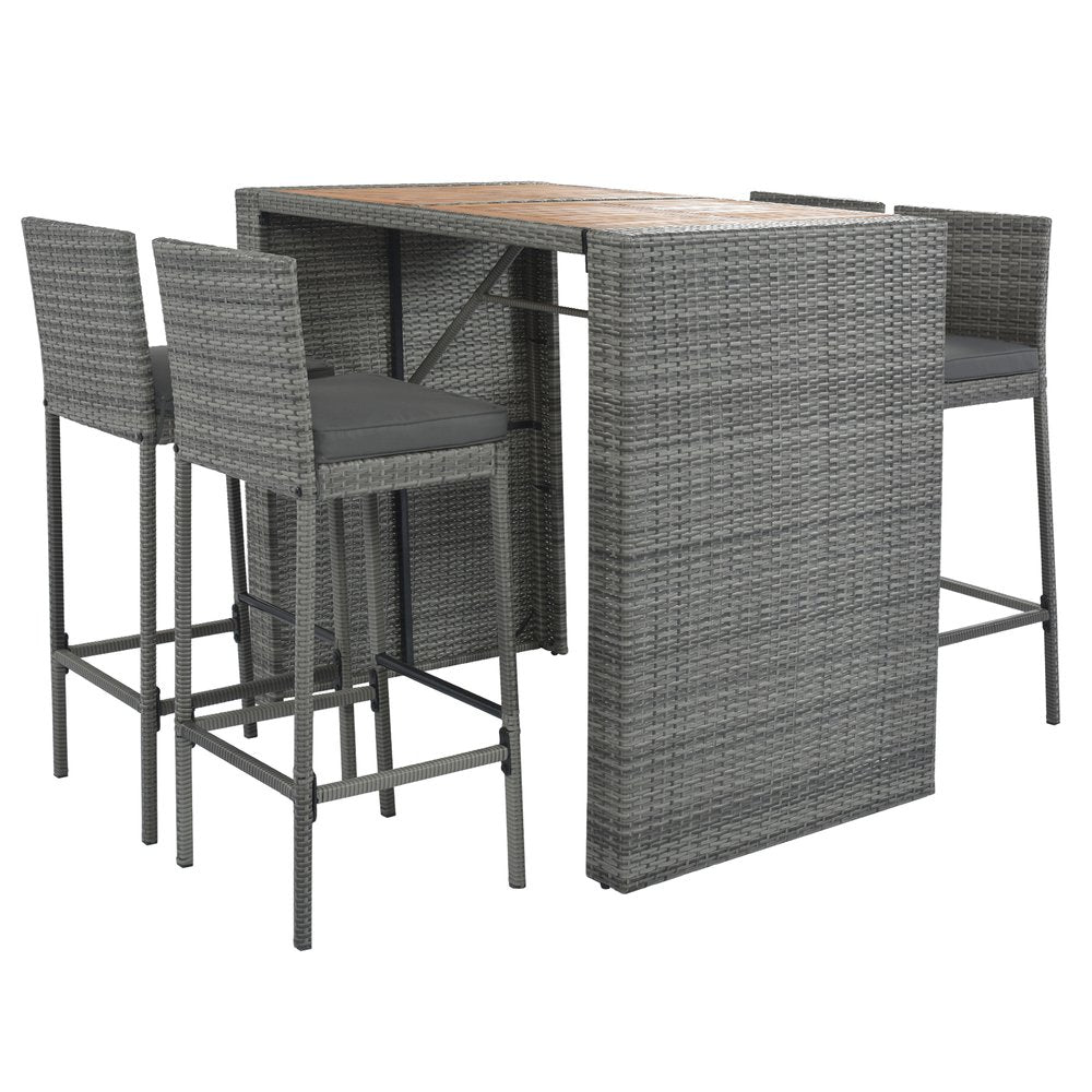 Five Piece Natural and Gray Solid and Manufactured Wood Dining Set with Four Chairs