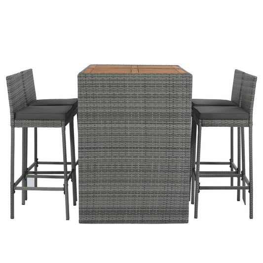Five Piece Natural and Gray Solid and Manufactured Wood Dining Set with Four Chairs