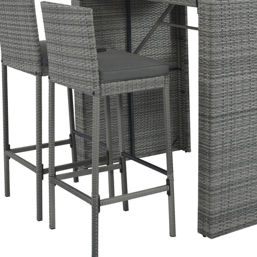 Five Piece Brown and Gray Solid Wood Dining Set with Four Chairs