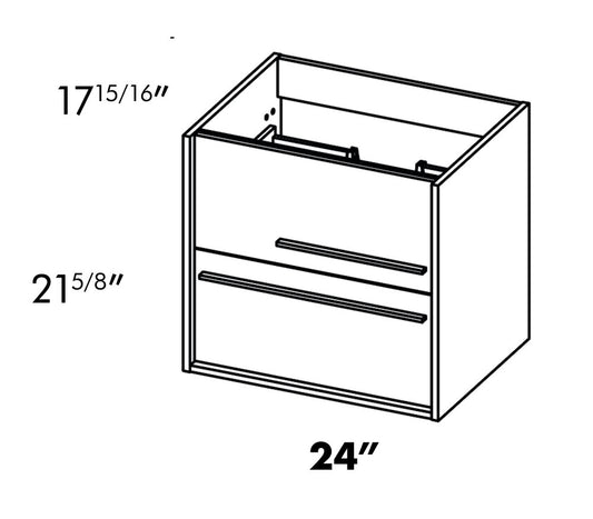 24" Tan Wood Floating Bathroom Vanity With White Sink And Two Drawers