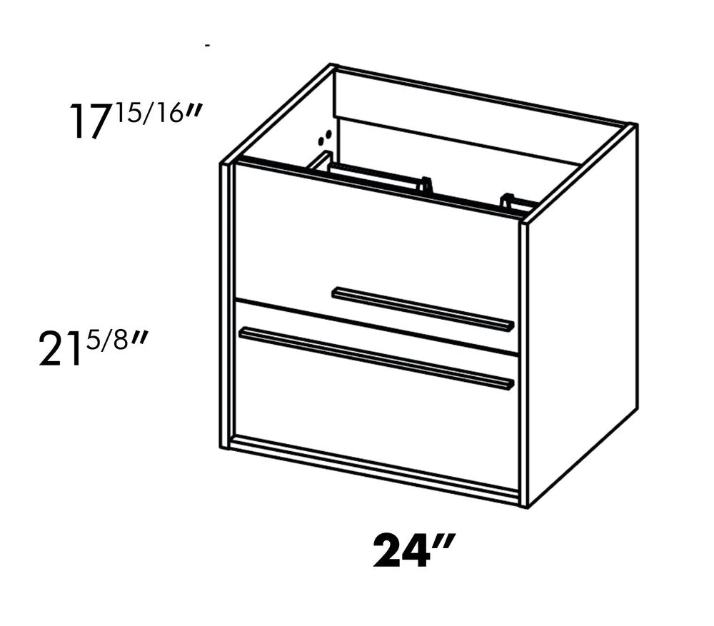 24" Natural Wood Floating Bathroom Vanity With White Sink And Two Drawers