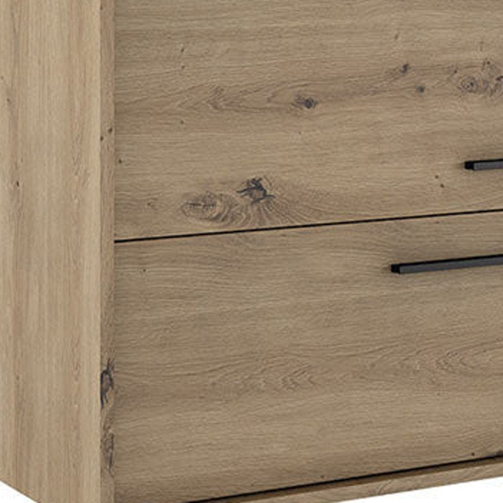 24" Natural Wood Floating Bathroom Vanity With White Sink And Two Drawers