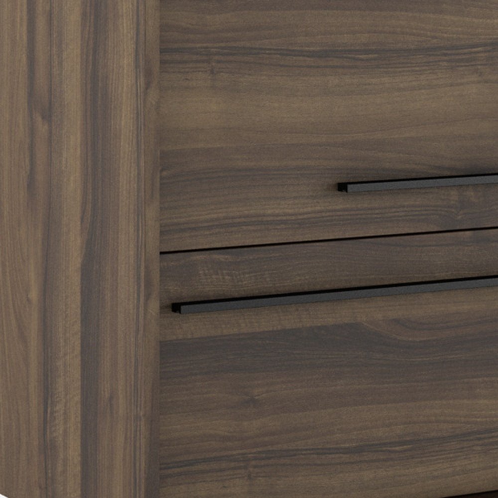 24" Dark Brown Wood Floating Bathroom Vanity With White Sink And Two Drawers