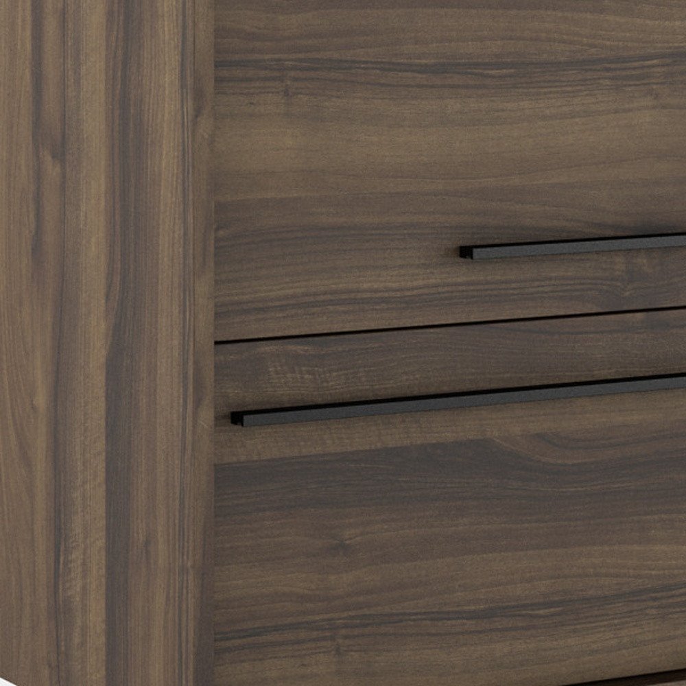 24" Dark Brown Wood Floating Bathroom Vanity With White Sink And Two Drawers