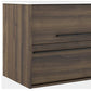 24" Dark Brown Wood Floating Bathroom Vanity With White Sink And Two Drawers