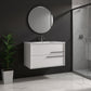 32" Off White Wood Floating Bathroom Vanity With White Sink And Two Drawers